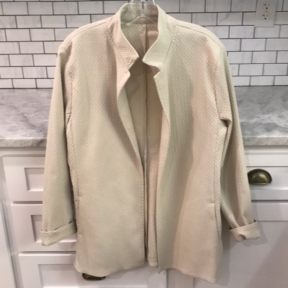 Equestrian Riding Jacket Womens Large Cream Textured Open Front Horses Western